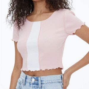 Aeropostale Seriously Soft Patchwork Cropped Baby Tee NWT Pink Size Small